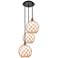 Ballston Farmhouse 17"W 3-Lt Black Brass Cord Pendant w/ White Brown Shade