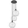1_Ballston Farmhouse 17"W 3-Lt Black Cord Pendant w/ Clear White Shade