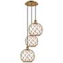 1_Ballston Farmhouse 17"W 3-Lt Brush Brass Cord Pendant w/ Clear Brown Shade