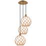 1_Ballston Farmhouse 17"W 3-Lt Brush Brass Cord Pendant w/ White Brown Shade