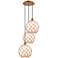 Ballston Farmhouse 17"W 3-Lt Brush Brass Cord Pendant w/ White Brown Shade