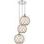 1_Ballston Farmhouse 17"W 3-Lt Chrome Cord Pendant w/ Clear Brown Shade