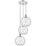 1_Ballston Farmhouse 17"W 3-Lt Chrome Cord Pendant w/ Clear White Shade