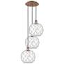 1_Ballston Farmhouse 17"W 3-Lt Copper Cord Pendant w/ Clear White Shade