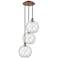 Ballston Farmhouse 17"W 3-Lt Copper Cord Pendant w/ Clear White Shade