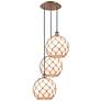 1_Ballston Farmhouse 17"W 3-Lt Copper Cord Pendant w/ White Brown Shade