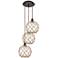 Ballston Farmhouse 17"W 3-Lt Oiled Bronze Cord Pendant w/ Clear Brown Shade