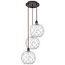 1_Ballston Farmhouse 17"W 3-Lt Oiled Bronze Cord Pendant w/ Clear White Shade