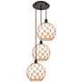 1_Ballston Farmhouse 17"W 3-Lt Oiled Bronze Cord Pendant w/ White Brown Shade