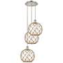1_Ballston Farmhouse 17"W 3-Lt Polish Nickel Cord Pendant w/ Clear Brown