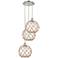 Ballston Farmhouse 17"W 3-Lt Polish Nickel Cord Pendant w/ Clear Brown