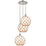 1_Ballston Farmhouse 17"W 3-Lt Polish Nickel Cord Pendant w/ White Brown