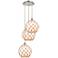 Ballston Farmhouse 17"W 3-Lt Polish Nickel Cord Pendant w/ White Brown