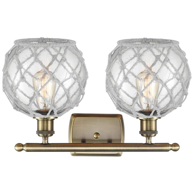 Image 2 Ballston Farmhouse 18"W 2 Light Brass Bath Light w/ Clear White Shade more views