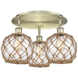 Ballston Farmhouse 20"W 3 Light Brass Flush Mount w/ Clear Brown Shade