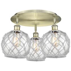 Ballston Farmhouse 20"W 3 Light Brass Flush Mount w/ Clear White Shade