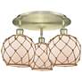Ballston Farmhouse 20"W 3 Light Brass Flush Mount w/ White Brown Shade