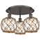 Ballston Farmhouse 20"W 3-Lt Oiled Bronze Flush Mount w/ Clear Brown Shade