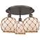 Ballston Farmhouse 20"W 3-Lt Oiled Bronze Flush Mount w/ White Brown Shade