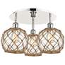 Ballston Farmhouse 20"W 3-Lt Polish Nickel Flush Mount w/ Clear Brown Shade