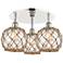 Ballston Farmhouse 20"W 3-Lt Polish Nickel Flush Mount w/ Clear Brown Shade