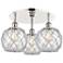 Ballston Farmhouse 20"W 3-Lt Polish Nickel Flush Mount w/ Clear White Shade
