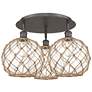 Ballston Farmhouse 22"W 3-Lt Oiled Bronze Flush Mount w/ Clear Brown Shade