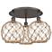 Ballston Farmhouse 22"W 3-Lt Oiled Bronze Flush Mount w/ Clear Brown Shade