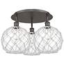 Ballston Farmhouse 22"W 3-Lt Oiled Bronze Flush Mount w/ Clear White Shade