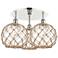 Ballston Farmhouse 22"W 3-Lt Polish Nickel Flush Mount w/ Clear Brown Shade