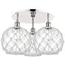 Ballston Farmhouse 22"W 3-Lt Polish Nickel Flush Mount w/ Clear White Shade