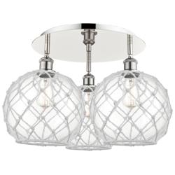 Ballston Farmhouse 22"W 3-Lt Polish Nickel Flush Mount w/ Clear White Shade