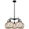 Ballston Farmhouse 27"W 5 Light Black Stem Chandelier w/ Clear Brown Shade