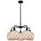 Ballston Farmhouse 27"W 5 Light Black Stem Chandelier w/ White Brown Shade