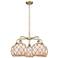 Ballston Farmhouse 27"W 5 Light Brass Stem Chandelier w/ White Brown Shade