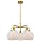 Ballston Farmhouse 27"W 5 Light Brush Brass Stem Chandelier w/ White Shade