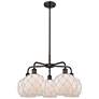 Ballston Farmhouse 27"W 5 Light Oiled Bronze Stem Chandelier w/ White Shade