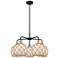 Ballston Farmhouse 27"W 5-Lt Black Brass Chandelier w/ White Brown Shade