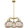 Ballston Farmhouse 27"W 5-Lt Brush Brass Chandelier w/ Clear Brown Shade