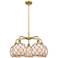 Ballston Farmhouse 27"W 5-Lt Brush Brass Chandelier w/ White Brown Shade