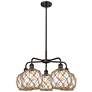 Ballston Farmhouse 27"W 5-Lt Oil Bronze Chandelier w/ Clear Brown Shade