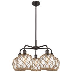 Ballston Farmhouse 27"W 5-Lt Oil Bronze Chandelier w/ Clear Brown Shade