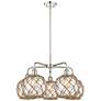 Ballston Farmhouse 27"W 5-Lt Polish Nickel Chandelier w/ Clear Brown Shade