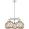 Ballston Farmhouse 27"W 5-Lt Polish Nickel Chandelier w/ Clear Brown Shade