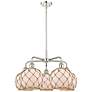 Ballston Farmhouse 27"W 5-Lt Polish Nickel Chandelier w/ White Brown Shade