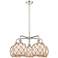 Ballston Farmhouse 27"W 5-Lt Polish Nickel Chandelier w/ White Brown Shade