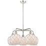 Ballston Farmhouse 27"W 5-Lt Polish Nickel Stem Chandelier w/ White Shade