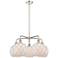 Ballston Farmhouse 27"W 5-Lt Polish Nickel Stem Chandelier w/ White Shade