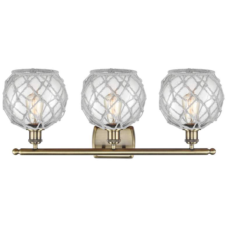 Image 2 Ballston Farmhouse 28"W 3 Light Brass Bath Light w/ Clear White Shade more views