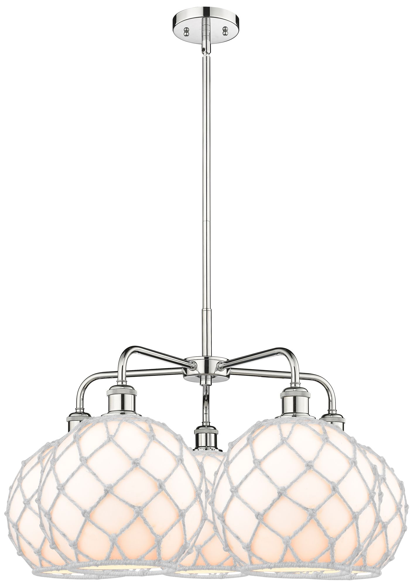 Ballston Farmhouse 29"W 5 Light Chrome Stem Chandelier w/ White Shade